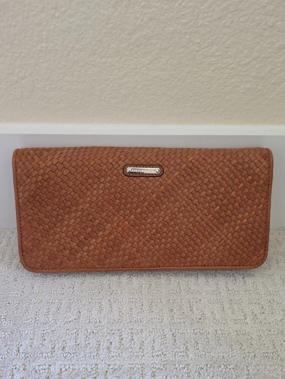 Rebecca Minkoff Woven Leather Clutch in Tan